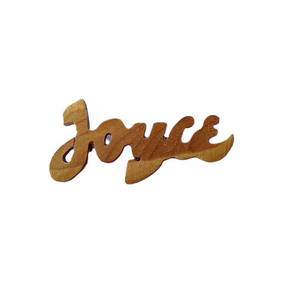 Vintage Joyce Name Wooden Brooch C-Clasp Handmade Wood Pin Retro - Picture 4 of 11